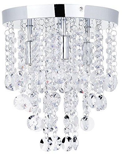 LITECRAFT Montego Ceiling Light Crystal Effect Flush - Polished Chrome (4 Light)