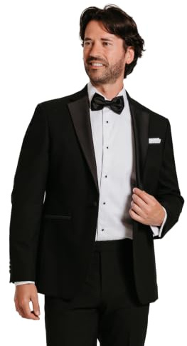 Dobell Mens Black Tuxedo Dinner Jacket Regular Fit Satin Notch Lapel
