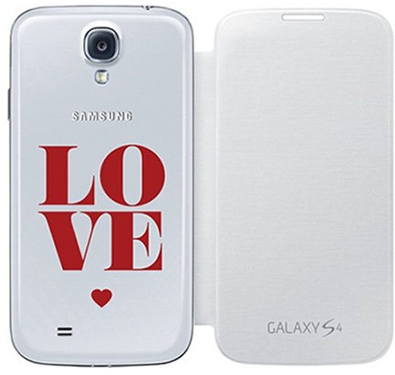 Samsung EF-FI950BWEGWW Flip cover Love per Galaxy S4, Bianco