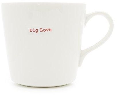 Keith Brymer Jones - Word Range - Large Ceramic White Mug - Big Love (red) - 500ml - Gift Boxed