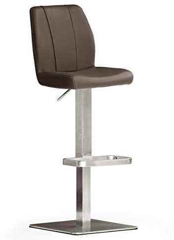 Robas Lund Barhocker Braun mit Lehne Barstuhl drehbar 180 Grad, Hocker höhenverstellbar, PU NA.OMI