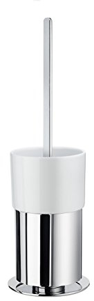 Smedbo Toilettenbürste, freistehend, poliertes Chrom, FK311P Umriss-Porzellan, Silber, 11,4 x 11,8 x 32,4 cm
