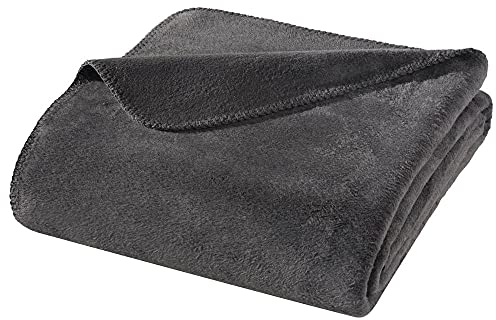 WOHNWOHL® Kuscheldecke (150x200cm) • Weiche Tagesdecke • Sofadecke • Wohndecke • Schlafdecke • Oeko-Tex zertifizierte Baumwolldecke • Samtig weiche Decke • Farbe: Anthrazit