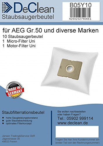 10 Staubsaugerbeutel DeClean Saugertüten kompatibel mit De Sina BSS 1400 Space, silber - Max-Mobil