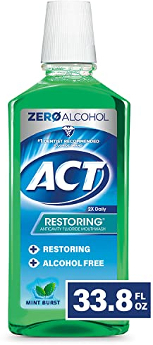 Act Restoring Anticavity Fluoride Mouthwash, Mint Burst, 33.8 Fl Oz by ACT