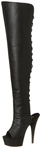 Pleaser DEL3019/B/PU, Stivali Alti Donna, Nero (Black (Blk Faux Leather/Blk)), 42 EU