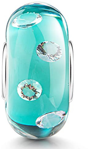 Materia Glas Beads Silber 925 türkis - Damen Glasperle mit Zirkonia 970