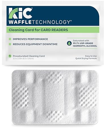 KICTeam - Waffletechnology® Cleaning Cards for Card Reader Payment Machines (40 Cards) - Presaturated with Quick Drying Solution - Made in USA