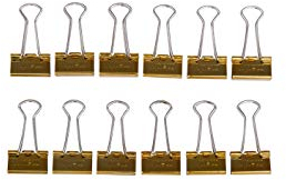 MAUL original mauly Klemmer (12 Stück) 19 mm | Befestigung mit 7 mm zum Klemmen von bis zu 70 Blatt Papier | vielseitig einsetzbar im Büro, als Küchen Gadgets und im Haushalt | Gold