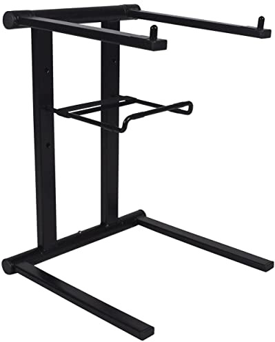 Rockville RLS2400 Lightweight Folding DJ Laptop Stand, Adjustable Height, Extra Shelf, Travel Bag, for DJs and Mobile Performers