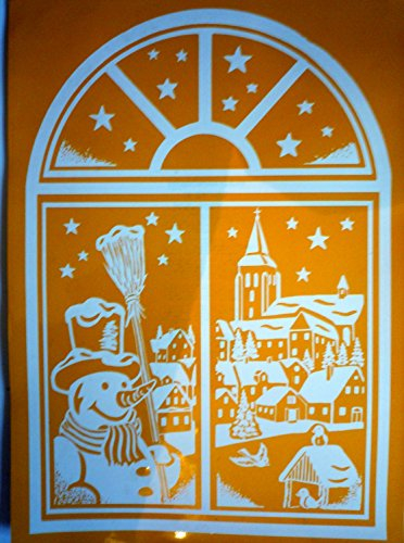3 er SET XXXL RETRO KULT 68 x 48,5 cm groß FENSTER RUNDFENSTER MIT SCHNEEMANN UND WEIHNACHTSDORF WINTER UND STERNE , Fensterdekoration Fensterbild, Fensteraufkleber, MADE IN GERMANY Wandtattoo Deko Sticker, Weihnachtsdekoration, Schaufenster In- und Outdoor , Kinderzimmer, Winter Basteln Spielen Kleben, Bunte Klebebilder für das Fenster Sticker, Weihnachten Rentier Tannenbaum Geschenke Weihnachtskalender Nikolaus Engel Christmas Schneemann