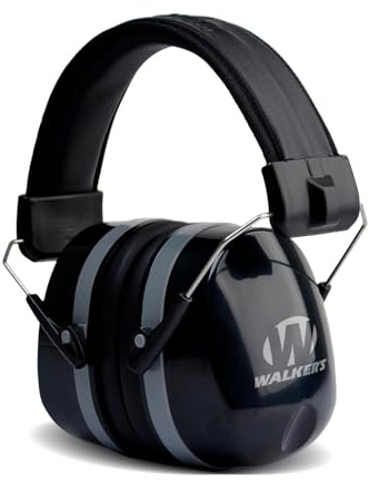 WALKER'S Premium Passive Folding Lightweight 32dB NRR Noise-Blocking Hunting Gun Range Shooting Hearing Protection Muff w/ Padded Headband & PVC Earpads