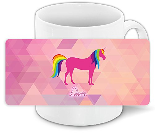 Tasse mit Namen Dora und schönem Einhorn-Motiv für Mädchen
