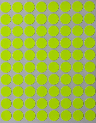 Farbcodierung Etiketten Neon Gelb 13mm runde Aufkleber – 1,3cm Klebepunkte 1200 Stück von Royal Green