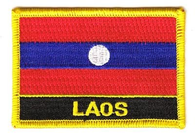 Flaggen Aufnäher Patch Laos Schrift Fahne NEU