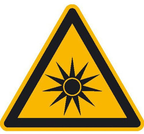 Betriebsausstattung24 Warnschild Warnung vor optischer Strahlung - W09-20,0 cm Seitenlänge - PVC-Folie, selbstklebend - Dreieck