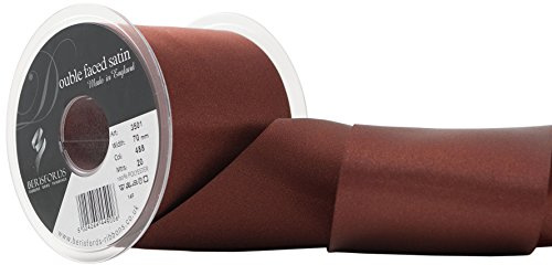 Berisfords Double Faced Satin Ribbon, Hot Choc, 70 mm Width, 20 metre Length, Chocolate