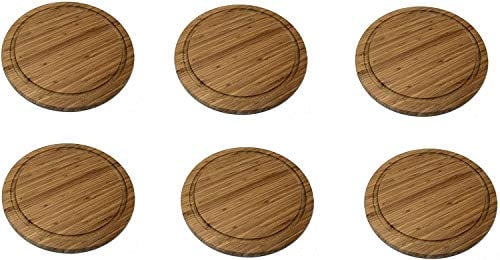 NEUSTANLO - 6 Stück Fleischteller 30 cm - mit Saftrille - moderner Frühstücksteller aus FSC zertifizierten Bambusholz