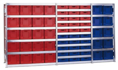 BERT-Eurokastenregal - Grundfeld HxBxT 2075x1285x600 mm Stahlblech verz. 11 FBE