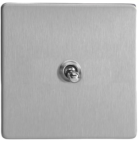 Varilight Single Toggle Light Switch Intermediate - Screwless Brushed Steel With Chrome Toggle, XDST7S