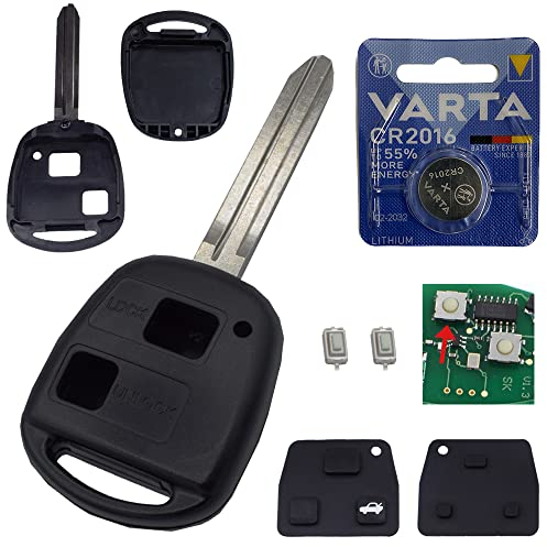 KONIKON Schlüsselgehäuse Funk Fernbedienung Gehäuse Érsatz Reparatur Set passend für Toyota Avensis Aygo Corolla RAV4 Yaris Tastenfeld Mikrotaster Gummi Taster Batterie NEU