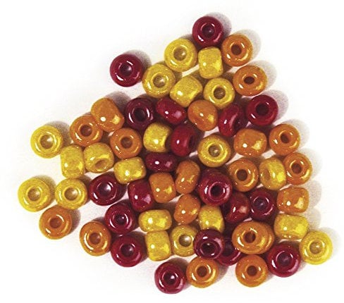 Rayher 1441500 Glas-Großlochradl,opak, rot, gelb Töne, ø 6 mm, Dose 55
