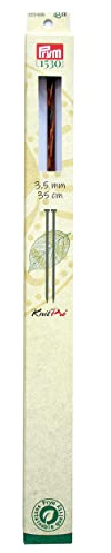 Prym 35 cm x 3.50 mm Single Pointed Knitting Pins with Knob, Natural