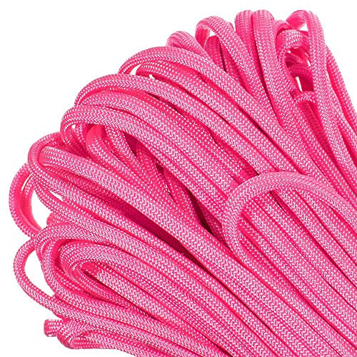 PARACORD PLANET 50 feet Mil-Spec Commercial Grade 550lb Type III Nylon Paracord Rose Pink