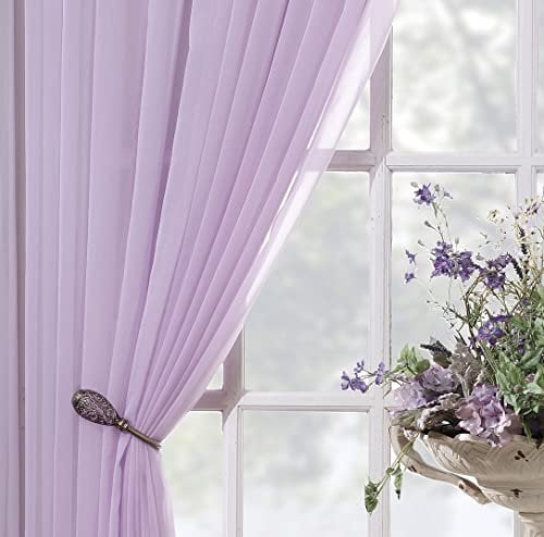 Today's Curtain Emelia Original Voile Panel 63, Lilac, 60 W x 63 L