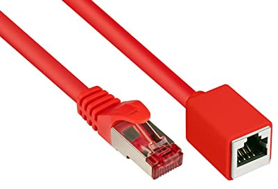 Good Connections Cat.6 Ethernet LAN Patchkabel-Verlängerung mit Rastnasenschutz RNS , S/FTP, PiMF, PVC, 250MHz, OFC, CU - Gigabit-fähig (10/100/1000-Base-T Ethernet Netzwerke) - rot, 1 m