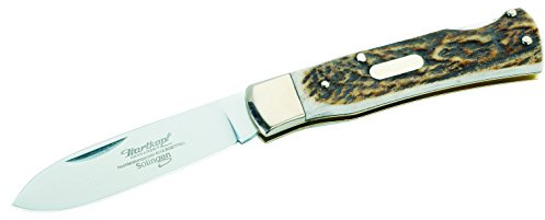 Solingen Hartkopf 308410 Jagd-Taschenmesser, Stahl 1.4110, Hirschhorn, Neusilber