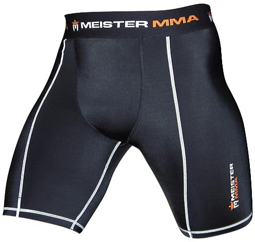 Meister MMA Compresión Rush Pantalones Cortos de Pelea con Bolsillo para Copa - Negro - Mediano (32-33)