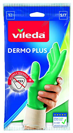 Vileda 145869 Dermo Plus Guanti Casalinghi in Nitrile,Taglia S, Verde