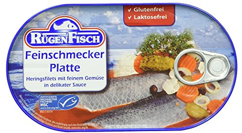Rügenfisch Feinschmecker Platte, Heringsfilet mit feinem Gemüse, 200 g