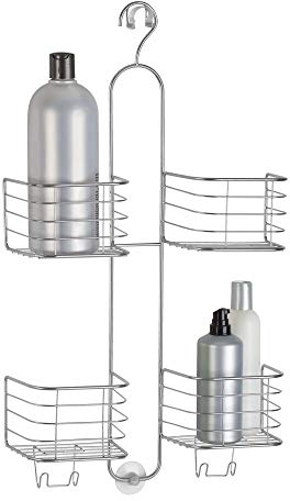 mDesign Duschregal fürs Badezimmer - 4 Ablagekörbe - Duschablage für Shampoo, Conditioner, Duschgel und weiteres Badzubehör - Extragroße Duschaufbewahrung - Farbe: Silber