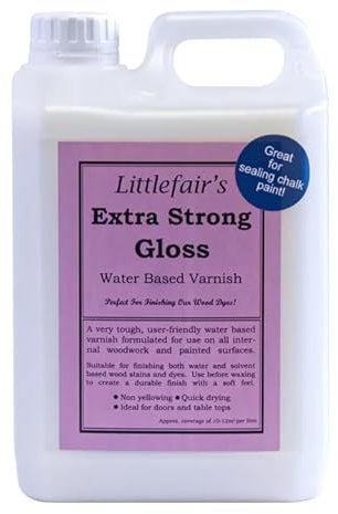 Littlefair's Varnish for Wood - 5ltr, Gloss - X Strong & Fast Drying Wood Varnish - Water Based Interior Polyurethane Wood Finish - Lacquer Clear Coat for Wood - Clear Coating Wood Protector