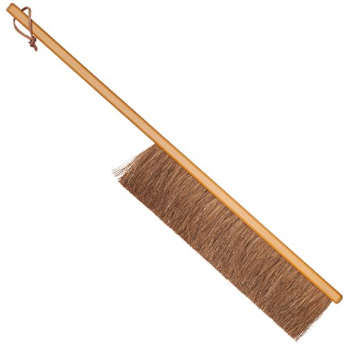 Redecker - Auto Kehrbesen mit Lederband, Weiß, Kokosnussborsten, Buchenholzstiel, inkl. Kehrschaufel, für Fahrzeuge & Outdoor, 65 cm