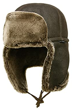 Wigens Knut Toscana Fellmütze aus gewachstem Lammfell - Braun (814) - 55 cm