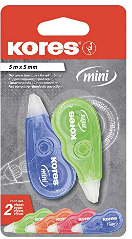 Kores - Mini Maus Korrekturband Roller, mit nicht ablösbarem Korrekturband für trockene Korrektur mit einem Roller in ergonomischer Form, Schul- und Bürozubehör, Doppelpackung, 5m x 4,2mm