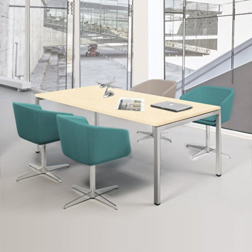 Weber Büroleben GmbH NOVA Besprechungstisch 160x80cm Ahorn 4-6 Pers. Konferenztisch Meetingtisch, Gestellfarbe:Silber
