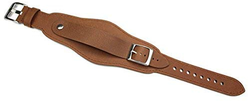 Sulla 20mm Fliegerband Pilot Lederarmband für Feste Stege mit Deckelschutz Unterlage Braun