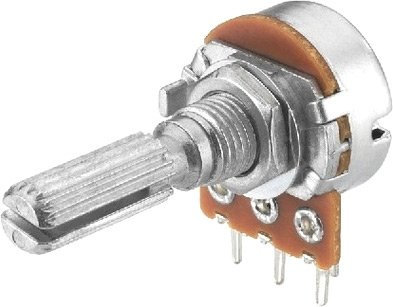 Drehpotentiometer 100 kOhm (kΩ), print, mono, logarithmisch, geschlitzte 6-mm-Achse