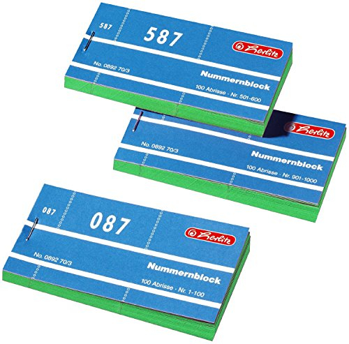 Herlitz Nummernblöcke 1-1000 Nummer 1-1000 10x100 Abrisse | Gelb (10x100 Abrisse, grün)