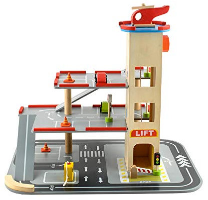 Iso Trade 6526 - Garage giocattolo per bambini in legno