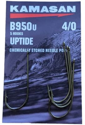 Kamasan 4/0 Uptide Hooks - Size 4/0, 10 Pieces, Ideal for Shore Fishing