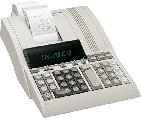 Olympia - Druckender Tischrechner CPD 5212 E inkl Netzteil | 12-Stelliges, neigbares Display & 2 Farben Druckwerk schwarz/rot | 5 Umrechnungskurse einstellbar | Ergonomische Tasten