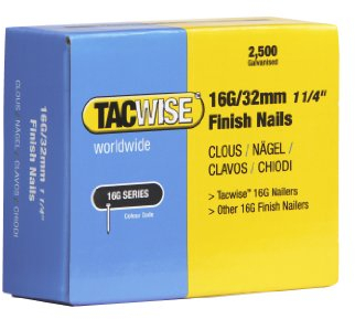 Tacwise 0294 Clavos de Acabado Galvanizados Tipo 16G / 32mm, Paquete de 2500