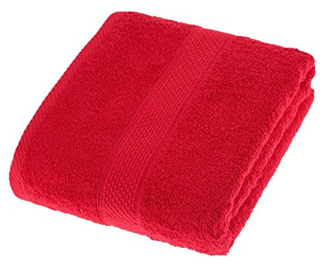 HOMESCAPES Red Turkish Cotton Bath Towel Super Soft Thick & Absorbent 500 GSM Towel Heavy Weight for everyday Luxury