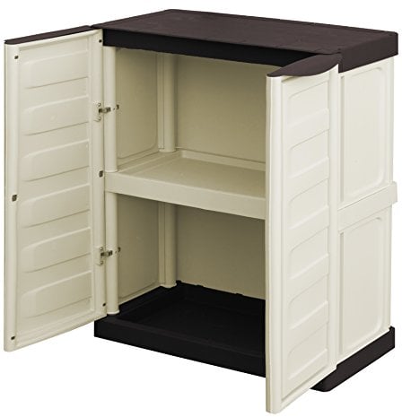 Art Plast Armoire polyvalente extérieure ou interne, armoire basse avec 2 portes et 1 étagère en polypropylène, 100% Made in Italy, 70x39h86 cm, couleur beige