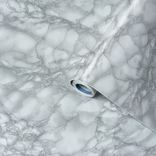 Venilia Noble Marble Look Pellicola Adesiva, Cloruro di polivinile (PVC), Marmo Grigio, 45 cm x 2 m